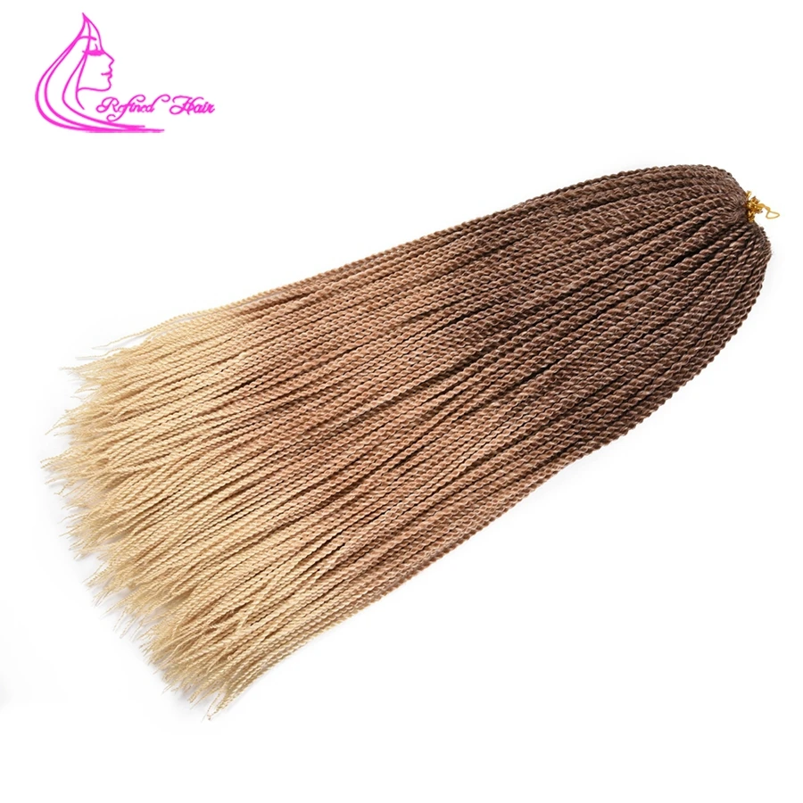 Senegalese Twist Hair Senegalese Twist Braids Ombre Synthetic Hand made Crochet Twist Braids Pre-twisted Ombre Braiding Hair Extensions 24inch