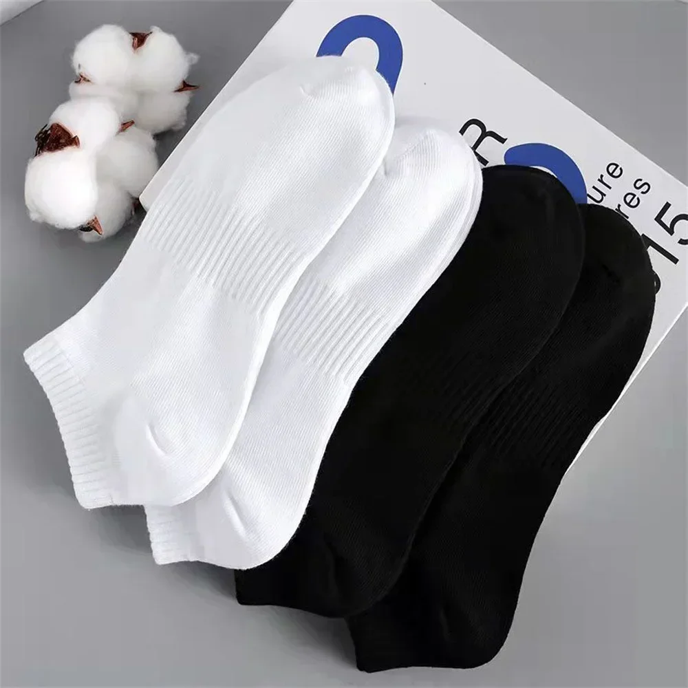 Premium Cotton Unisex Ankle Socks - Classic Black & White, High-Quality Summer/Autumn Collection (10 Pairs)