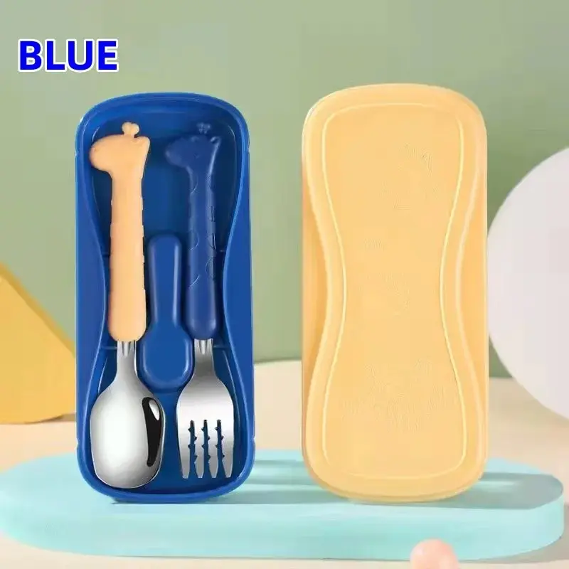 2PCSChildrens Tableware 304 Food Grade Stainless Steel Knife And Fork Baby Eating Training Utensils_voghion.com
