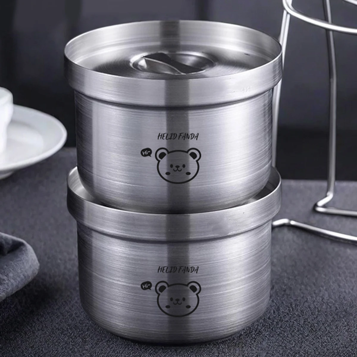 304 Stainless Steel Steam Bowl with Lid 300ml Stew Pot Stackable Food Container Versatile Egg Poacher Kitchen Utensils