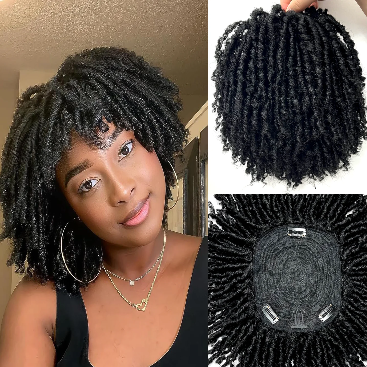 

Short Synthetic Afro Dreadlocks Hair Pieces Black Women and Men for Synthetic Curly Wigs Blonde Black Brown wig 6Inch