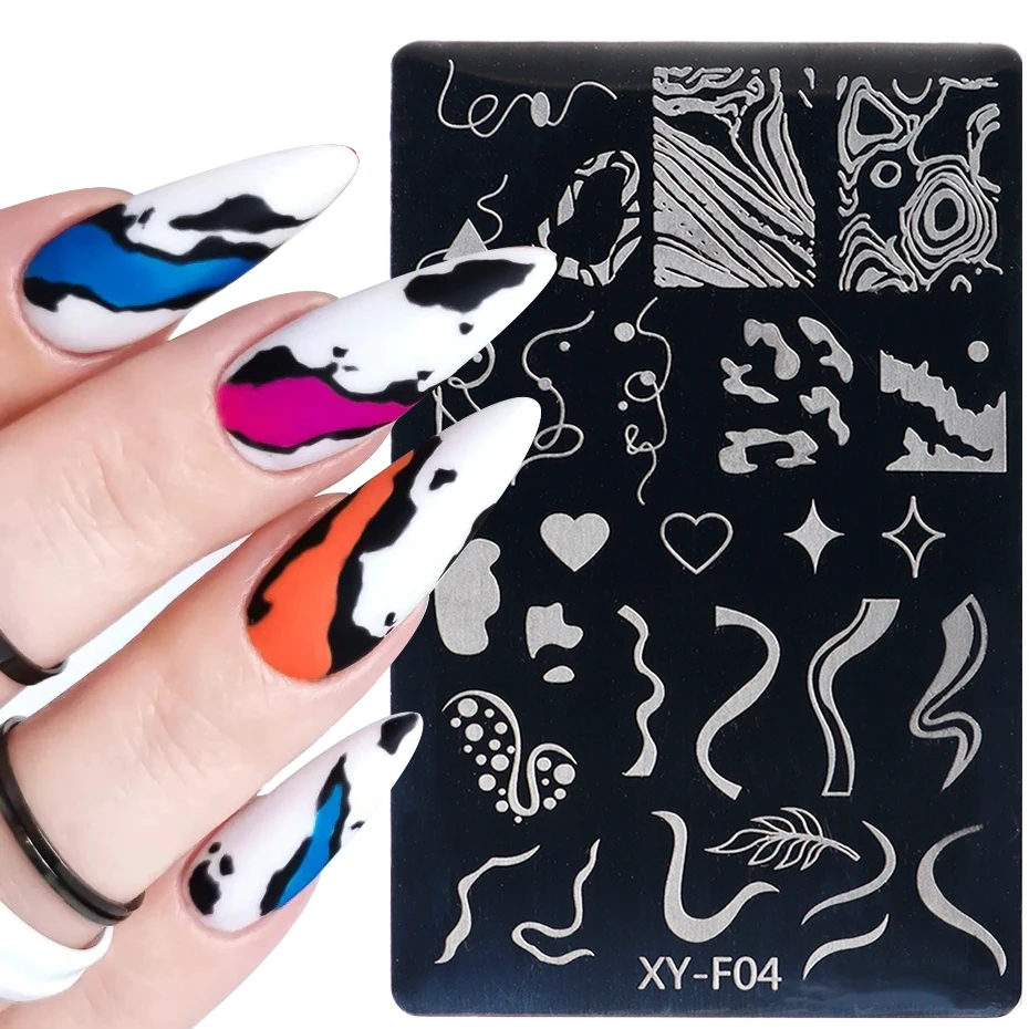 Description Picture 4 of itemGeometric Wave Line Nail Art Stamping Plate Templates Butterfly  Flowers Leaf French Nail Printing Stamps Stencil Mold Manicure