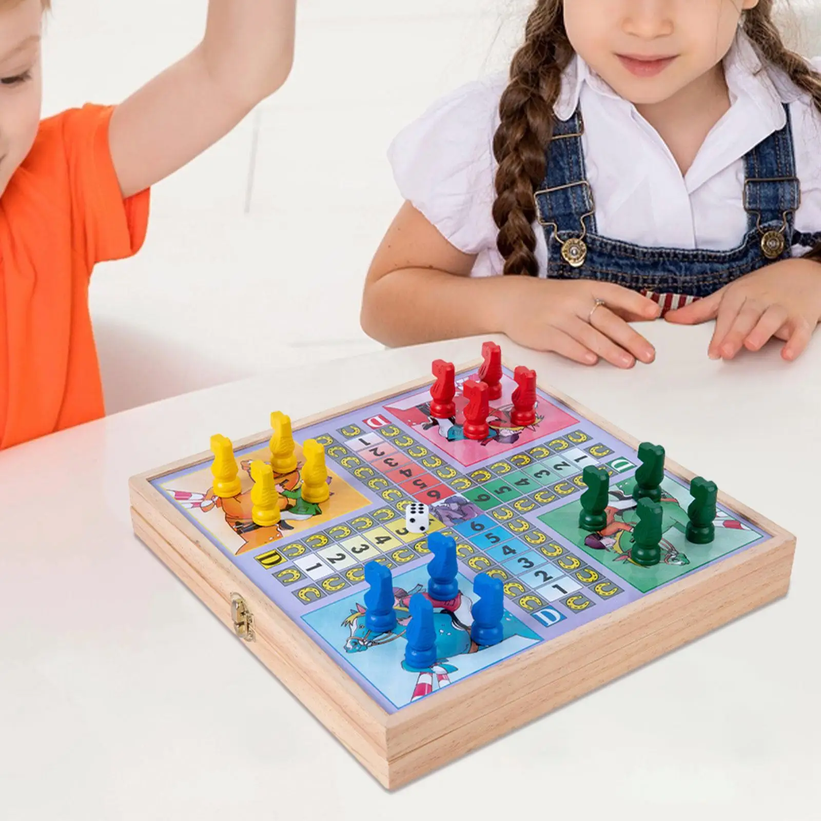Board Game 4 in1 Board Game Set Goose Game Nine Men's Morris Game Ludo Game Checkers Family Game Kids Adults Party