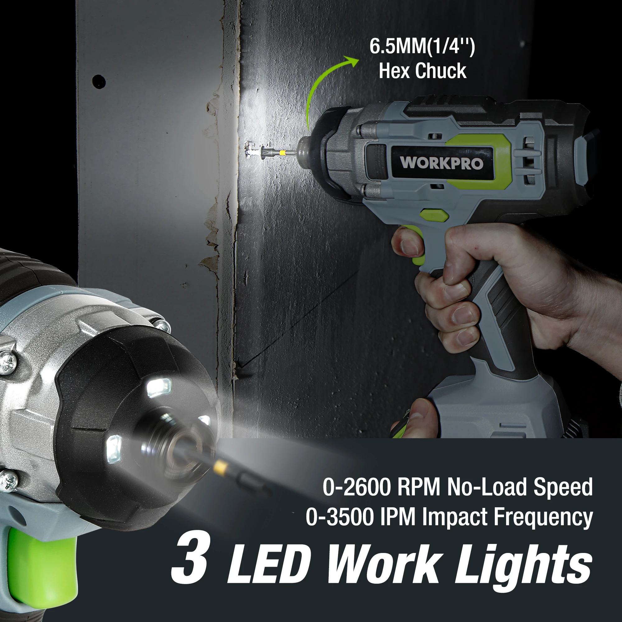 WORKPRO Li-ion Cordless Impact Screwdriver Set & Drill Driver Set 21PC including 20V 2 Fast Charging Batteries Power Tool cordless rotary tool