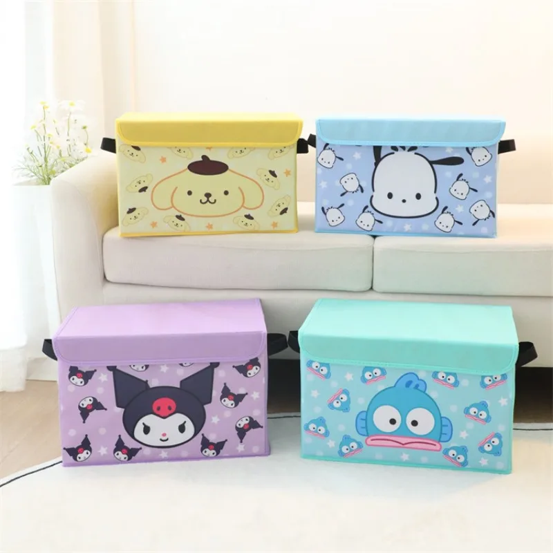 

Sanrio Cartoon Hello Kitty Storage Box Cinnamoroll Cute Portable Foldable Dormitory with Cover Dust-proof Sundries Storage Box