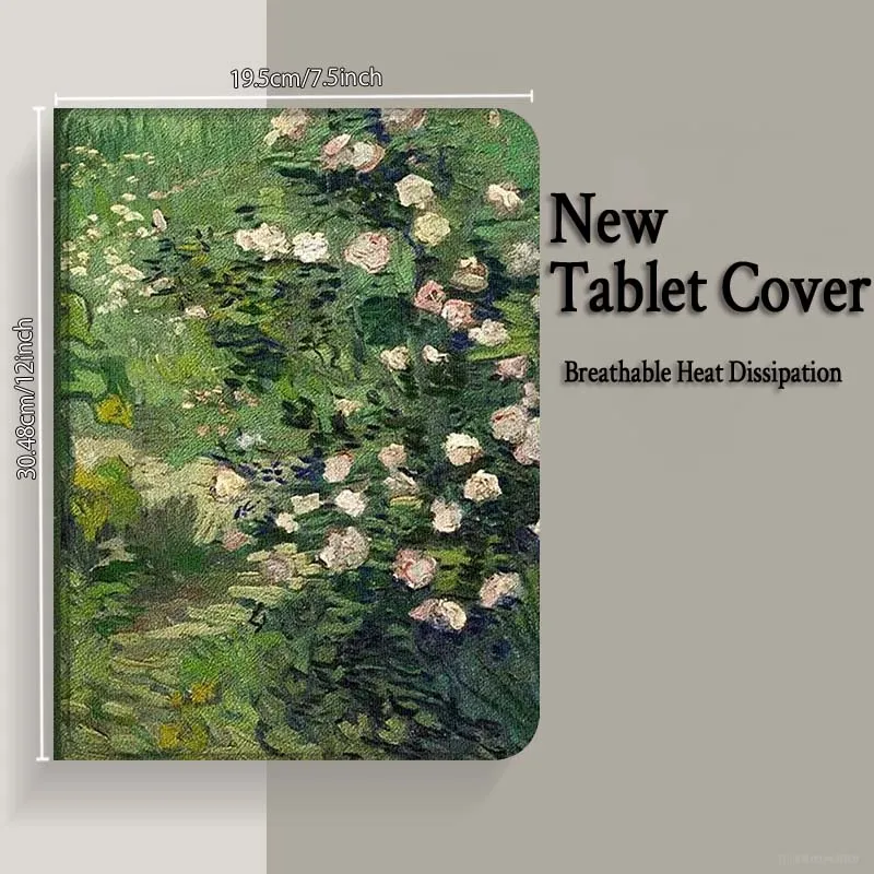 Floral Oil Painting Foldable Tablet Case Cover