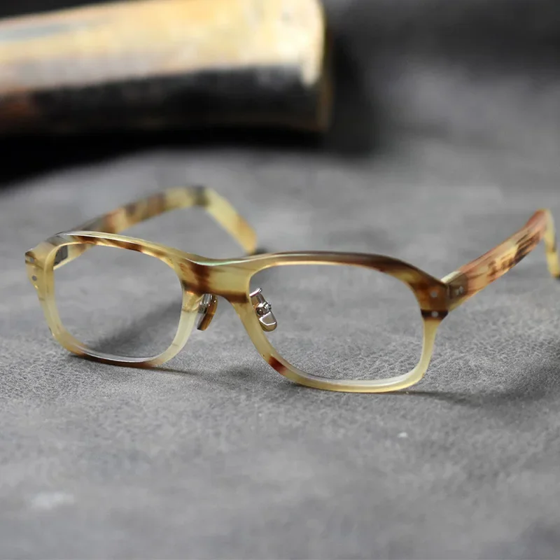 

Retro Natural Ox Horn glasses Frames men square Vintage Luxury Brand optical eyewear Myopia reading Prescription eyeglasses