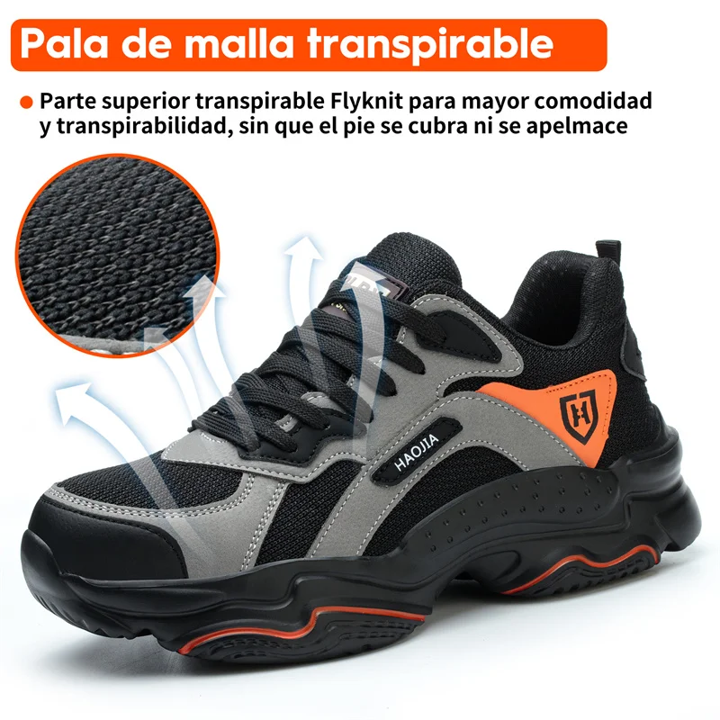 Work Sneakers for Men Safety Shoes Anti-smash Anti puncture Indestructible shoes Breathable comfort Steel Toe Protection Shoes - Image 3