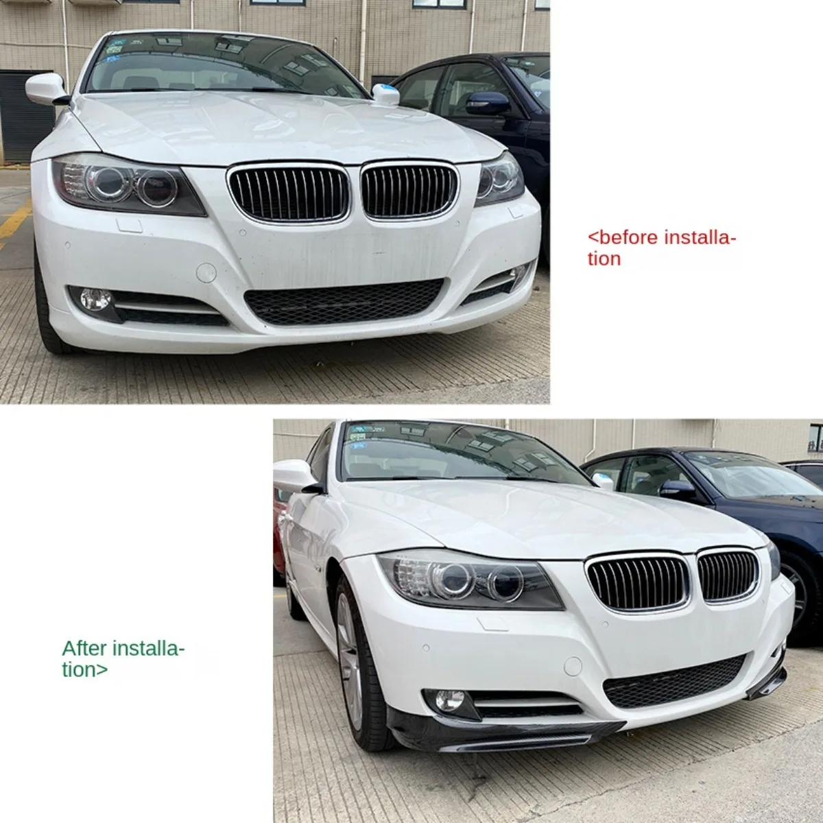 BMW 3 시리즈 E90 E91 320i 330i 2009 2010 2011 2012용 표준 모델 전면 범퍼 사이드 에어 벤트 스플리터 트림 전용