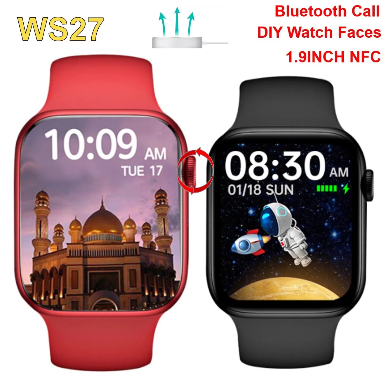 Смарт-часы WS27 с экраном 1 9 дюйма и поддержкой Bluetooth |