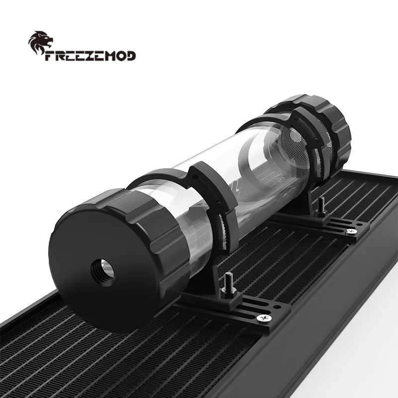 FREEZEMOD 투명 컴퓨터 원통형 수냉 저수조, 내장 여과 PC 쿨러 포함, OD50MM POM 물 탱크