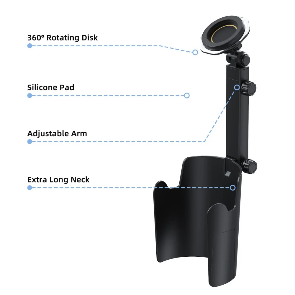 컵 폰 2 in 1 차량용 거치대 유니버설 롱넥 컵 폰 홀더 확장기 360도 ° 회전식 휴대폰 거치대 조절 가능한 폰 홀더