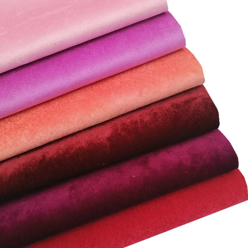 Pink Red Velvet Synthetic Leather Fabric Hairy Faux Leather felt Backing For Bags Shoes Bows DIY Craft Sheets Mini Rolls W002