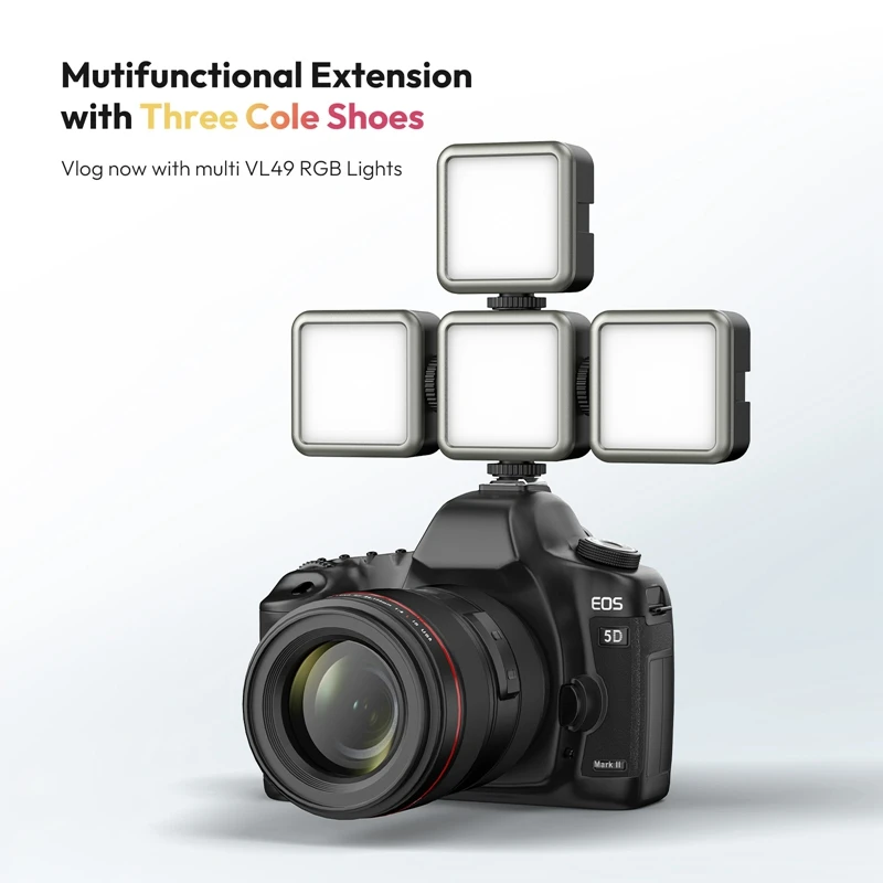 Ulanzi VL49 RGB 풀 컬러 LED 비디오 라이트 2500K-9000K 800LUX 자기 미니 필 라이트 확장 3 콜드 슈 2000mAh Type-c 포트