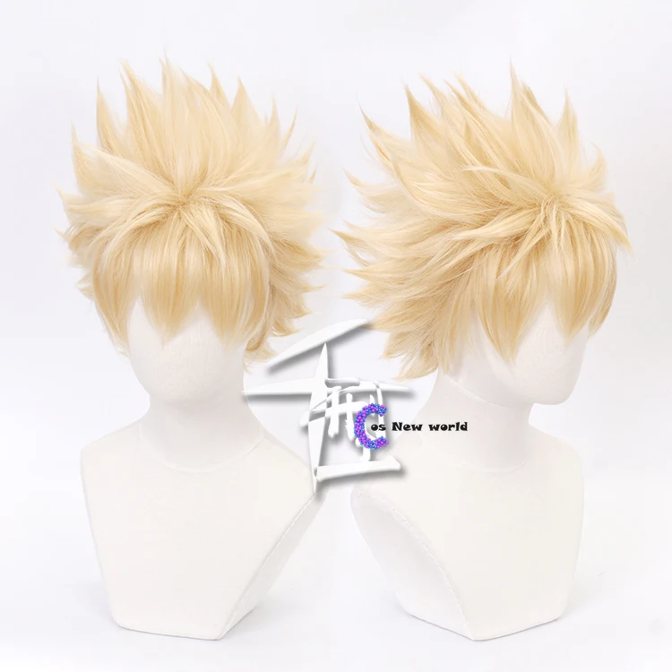 

Anime My Hero Academia Baku No Hero Bakugou Katsuki Bakugo Wigs Short Linen Blonde Heat Resistant Cosplay Costume Wig + Wig Cap