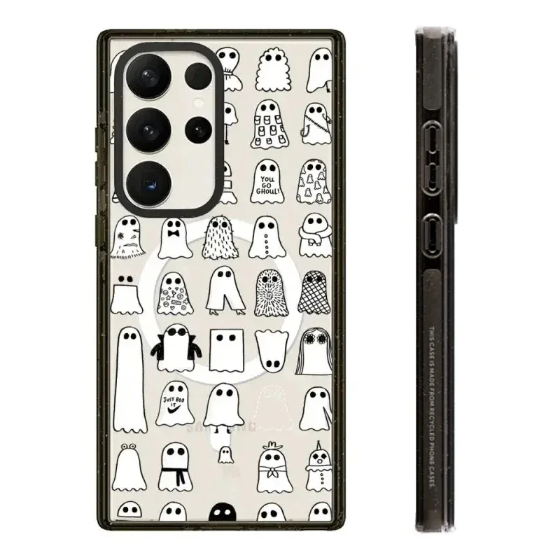 

Cute Ghost MagSafe Acrylic Black Border Protective Case for Samsung Galaxy S24 U S23U S22 Ultra Shell
