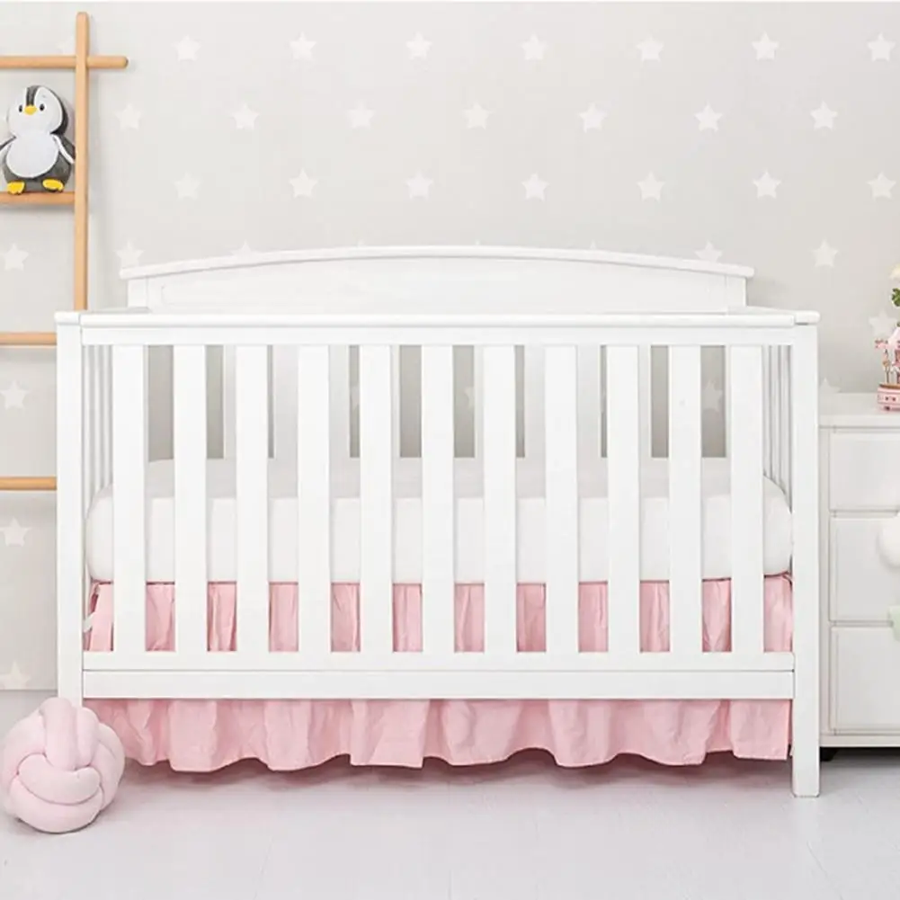 Bed Dust Cover Easy Installation Baby Crib Bed Skirt Soft Elastic Toddler Crib Bedding Skirt for Bedroom bed skirt