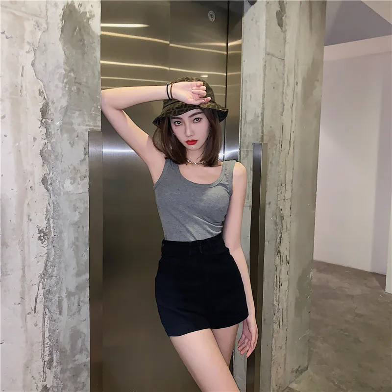 High Waist A-line Fashion Women's Denim Shorts New Summer Ultra Thin Straight Leg Tight Elastic Shorts Female Thin Hot Pants bike shorts