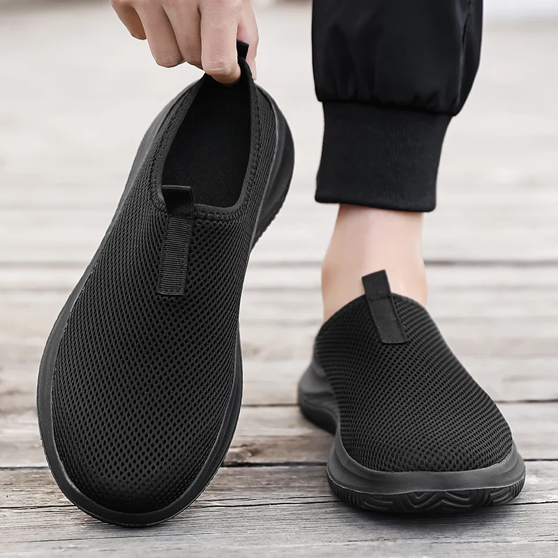 Men Flat Slip-On Half Slippers Running Shoes Men Plus Size Sport Shoes Lightweight Comfortable Breathable Walking Sneakers