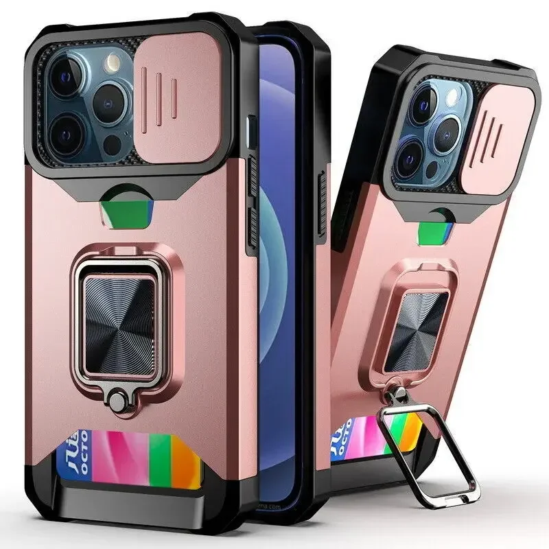 Enhanced Protective Kickstand Armor Case with Magnetic Ring Holder
