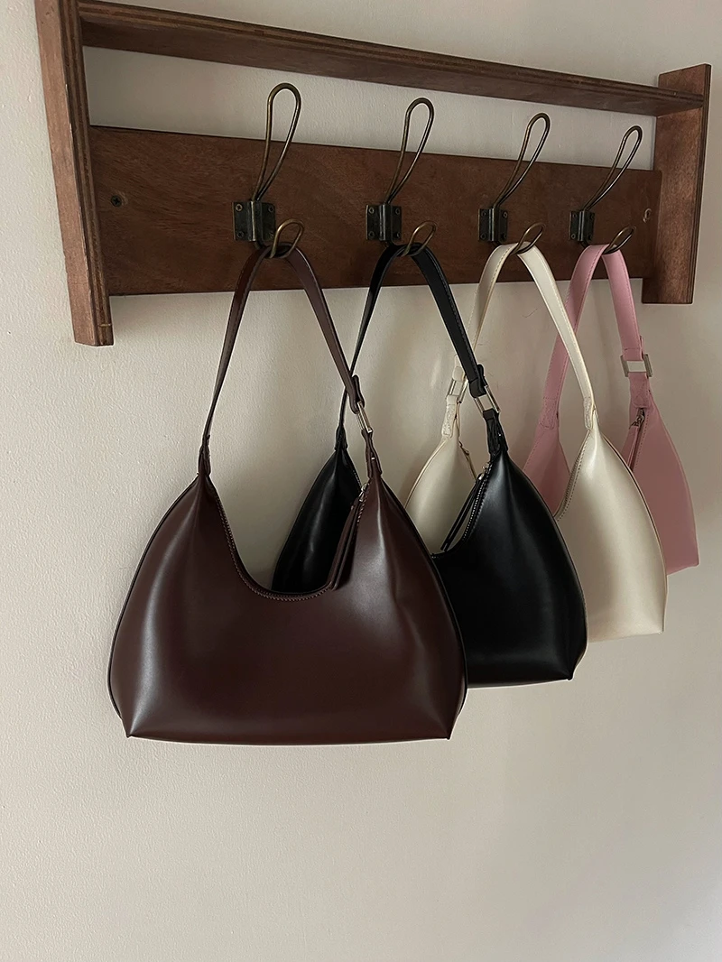 

Women Elegant Hobo Shoulder Bags Designer High Quality PU Leather Handbags Female Casual Office Purse Solid Color Underarm Bag