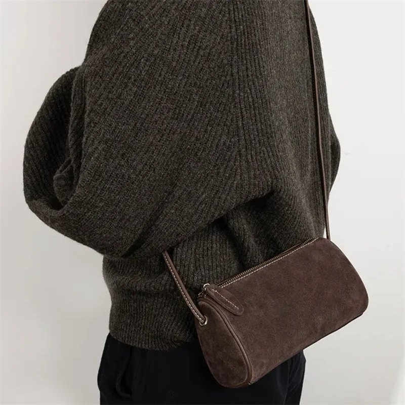 Fashion Boston Solid Color Shoulder Bags Faux Suede Simple High Quality Versatile Crossbody Bags for Women