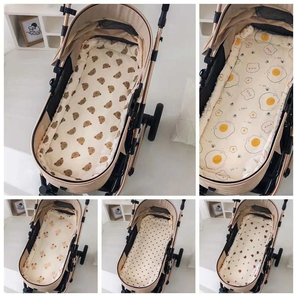 Soft Baby Stroller Cushion Cartoon Printed Breathable Baby Pram Seat Mat Car Seat Comfortable Dining Chair Cotton Pad Toddler