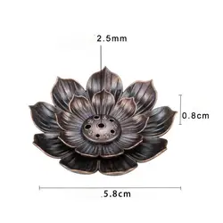 Alloy Lotus Design Bronze Incense Burner Stick Holder Plate (Copper S)