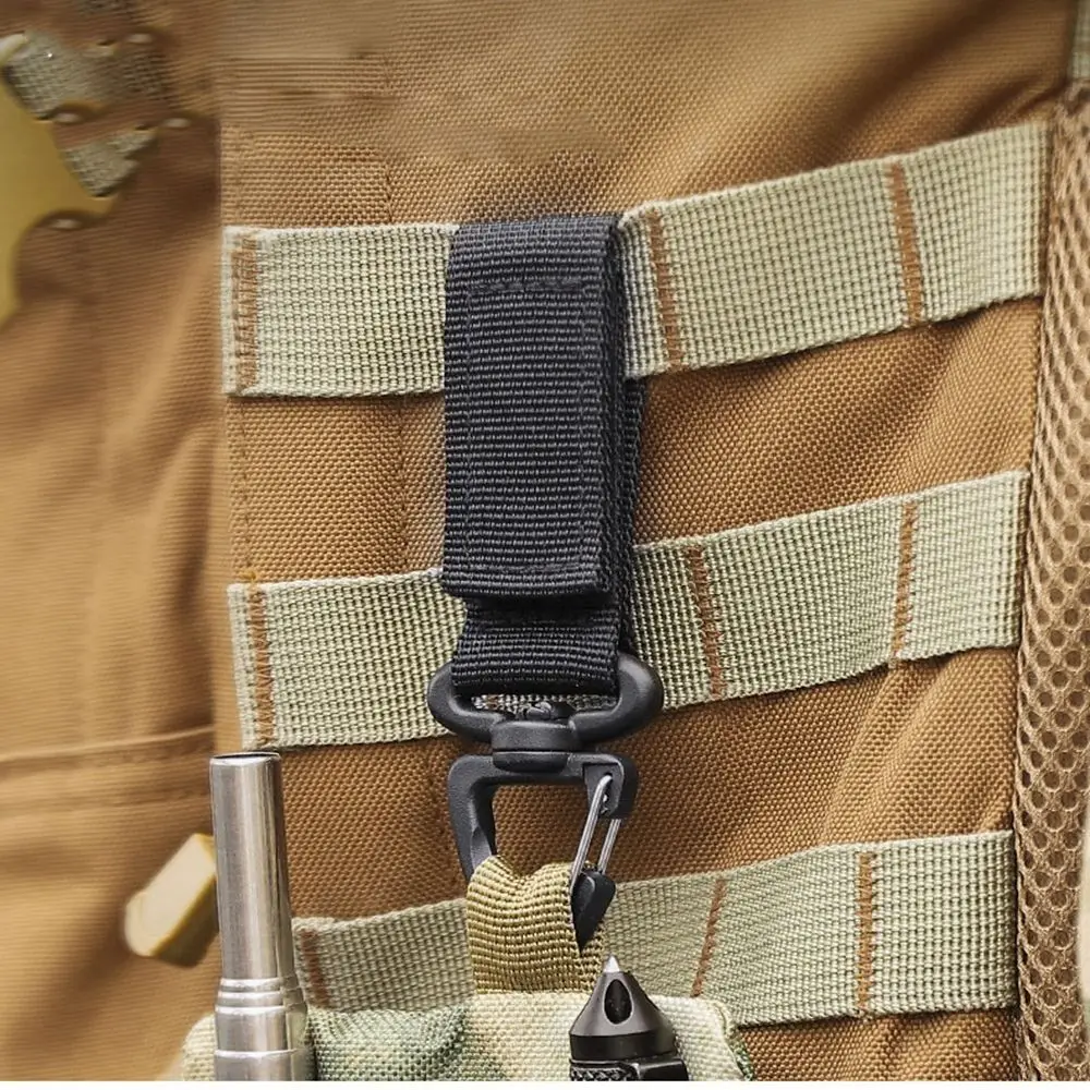 Outdoor Camping Hiking Molle Tactical Gear Nylon Ribbon Knapsack Keychain Triangle Backpack Waist Bag Fastener Hook Buckle