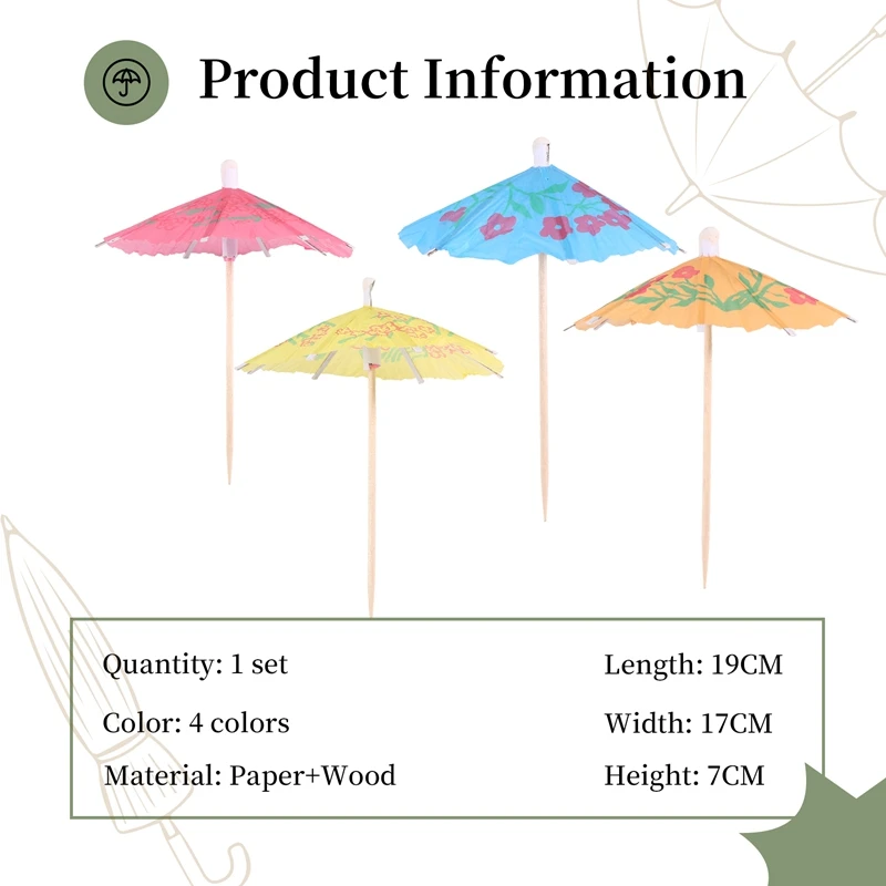 144Pcs Cocktail Umbrella For Drink&Food, Decorative Toothpicks For Party,Hotel, Restaurant,Tiki Bar,Hawaiian Party