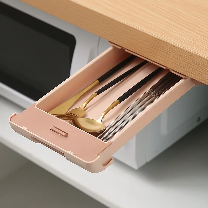 Hidden Storage Box Drawer Tableware Stationery Key Storage Rack Desktop Manager