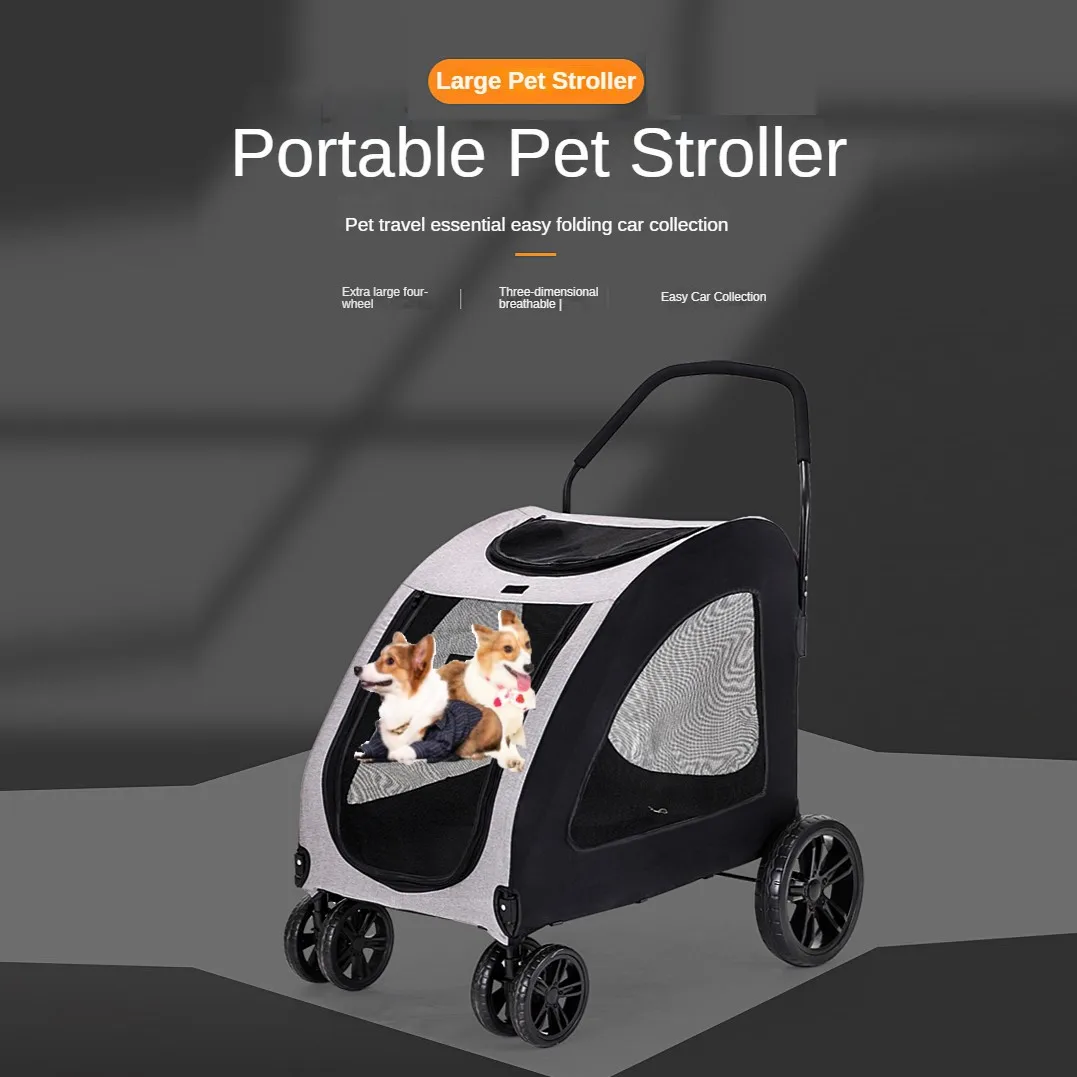 

Foldable Pet Dog Cart Medium Large Dogs Elderly Dog Disabled Walking Stroller Lightweight Portable Dog Walking Cart Pet Carrier