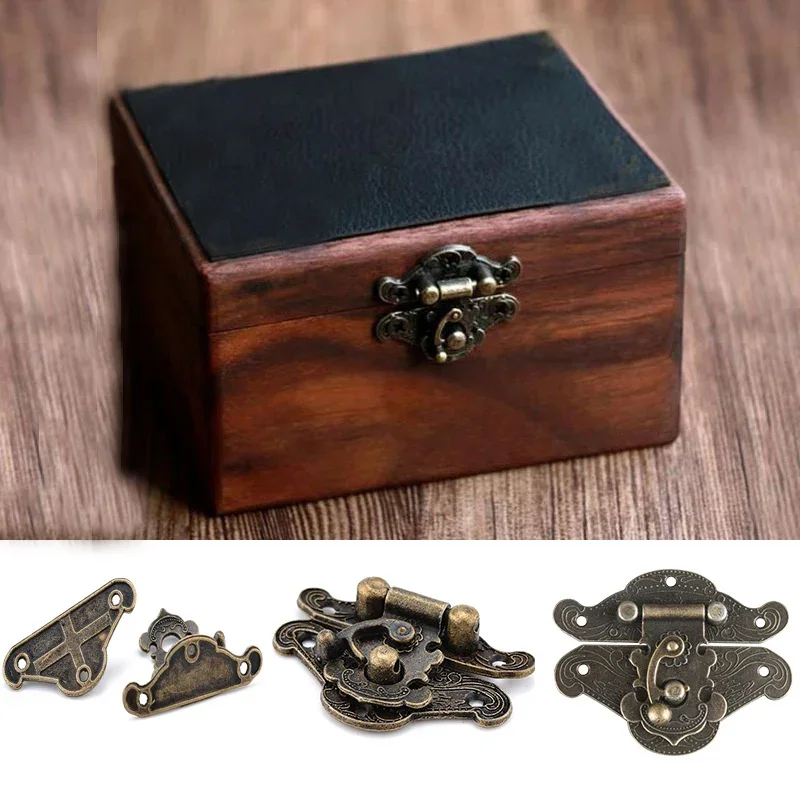 Jewelry box hasps decorative latches 5pc jewelry wooden box lock hasps drawer latches zinc alloy for antique bronze box