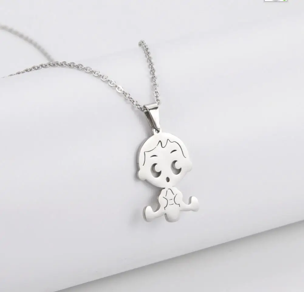 

1PC Stainless Steel Name Date Child Baby Boy Necklace Family Gold Color Pendant for Birthday Memorial Gift F1121