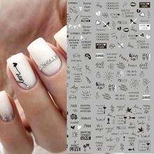 

2022 New Geometric Letter Nail Sticker Water Slider Russian Winter Decal Christmas New Year Gift Nail Slider Temporary Tattos