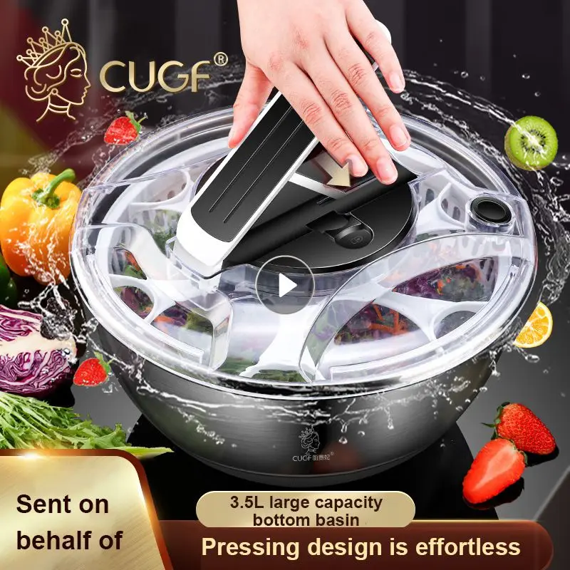 

Vegetable Fruit Dryer Salad Spinner Stainless Steel Kitchen Accessories For Washing Drying Leafy Vegetables Kitchen Tool