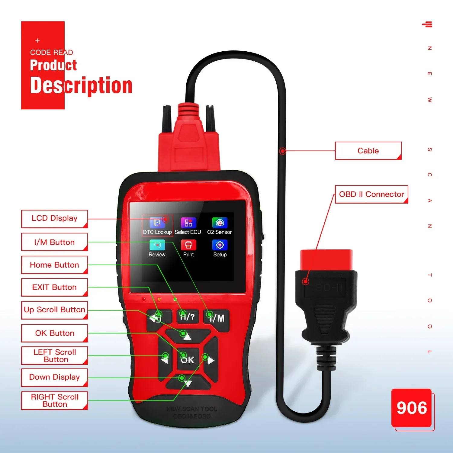 Topdiag JD906 OBD2 Scanner diagnostico Controllo lettore di codici luminosi del motore Dati dal vivo I/M Leggianza Tester batteria Strumento diagnostico per auto - Image 6