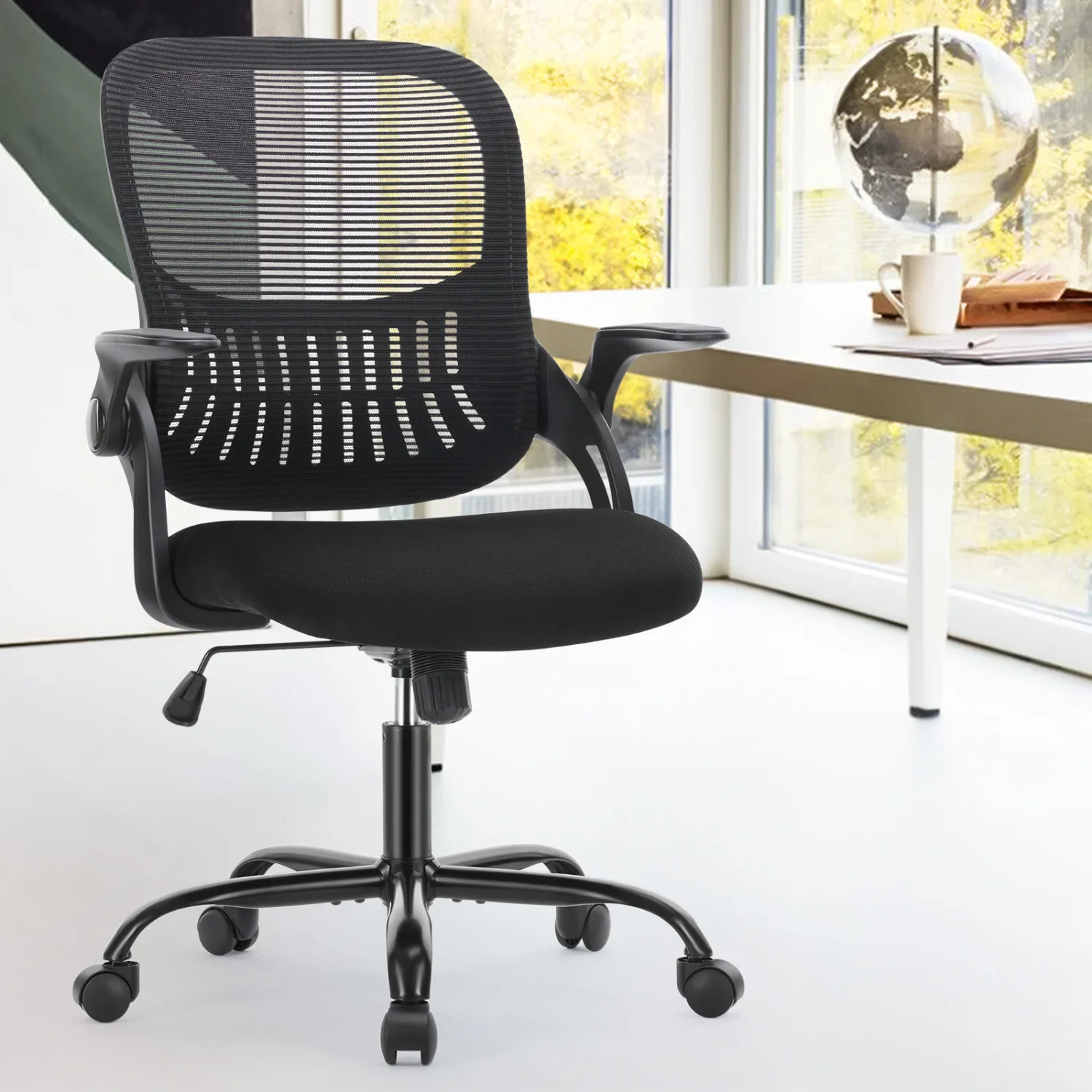 

Comfortable Sweetcrispy Ergonomic Mid Back Mesh Office Chair with Larger Seat and Lumbar Support for Executive Computer Desk. He
