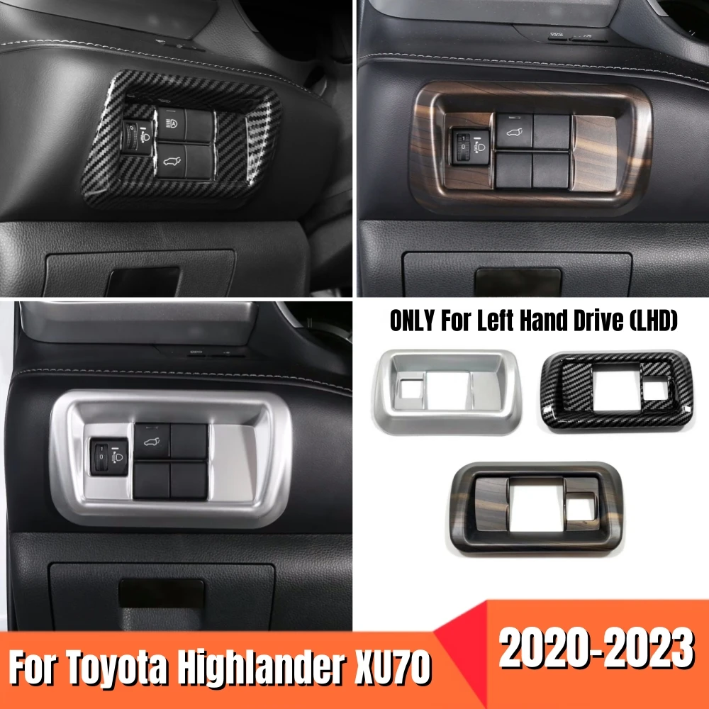

LHD For Toyota Highlander Kluger XU70 2020-2022 2023 ABS Plastic Chrome Car Headlight Control Cover Trim Styling Accessories
