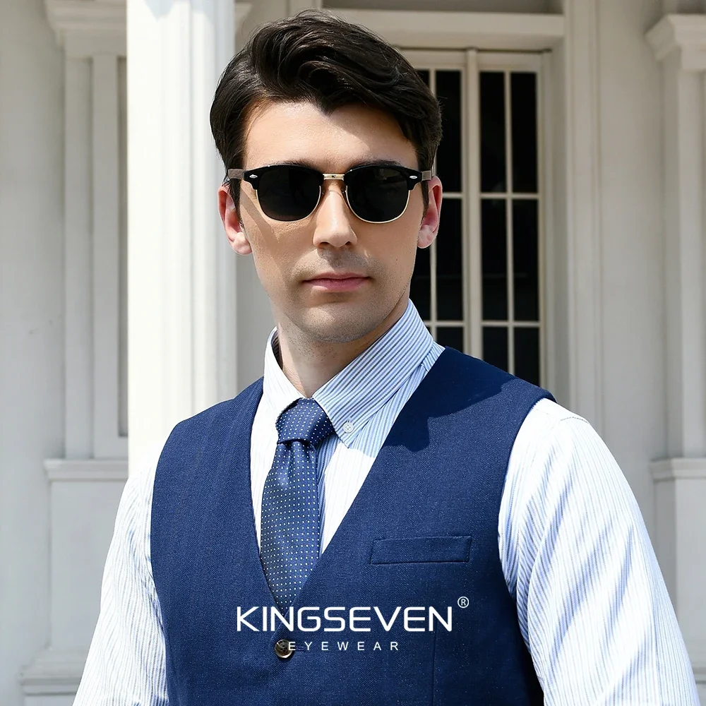KINGSEVEN 남녀공용 편광 선글라스, 수제 안경, UV400 호두 나무, 레저 안경, 낚시 운전, 남녀공용