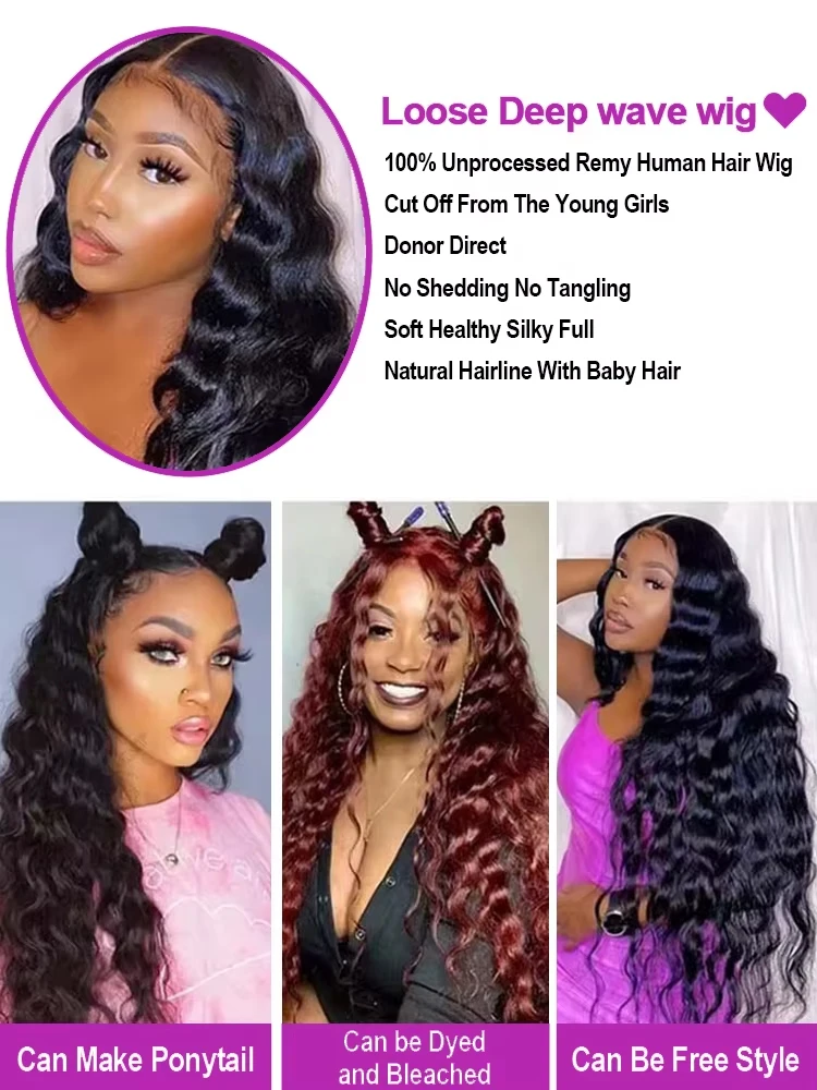 13x6 Hd Lace Frontal Wig Loose Deep Wave Curly Human Hair Pre Plucked 13x4 40 42Inch Water Wave Front Wigs For Black Women 6