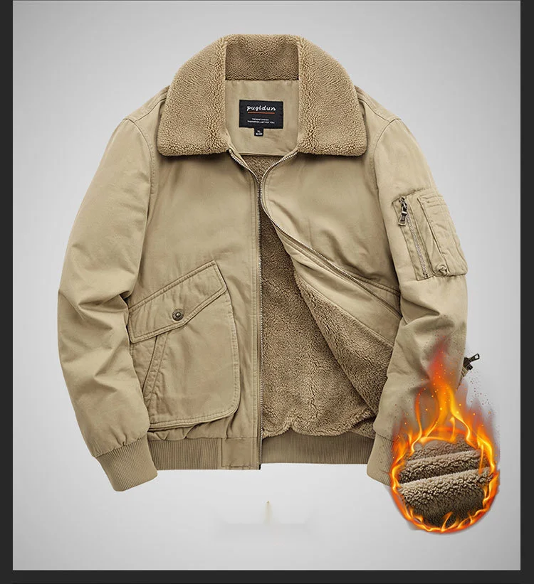 Winter für die Arbeit von Männern, Plüschisolierung, Militär-Jugend-Revers-Baumwolljacke, lockere Größe, Lammkaschmirjacke_voghion.com