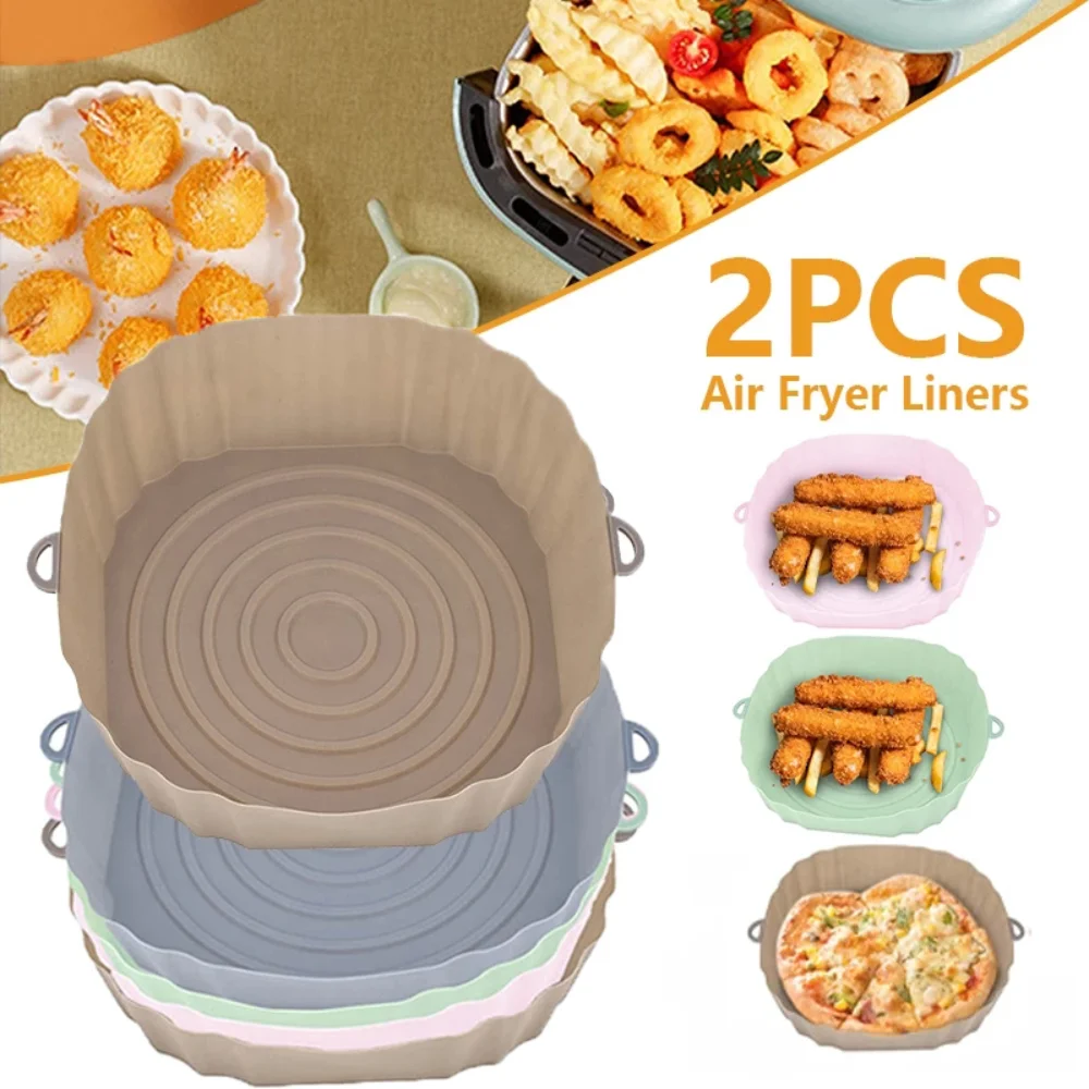 

1/2pcs Silicone Air Fryers Oven Baking Tray Pizza Fried Chicken Airfryer Silicone Basket Reusable Airfryer Pan Liner Accessories