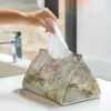 Custom France Paris Eiffel Tower Tissue Box Cover PU Leather Rectangular Flower Pink Facial Tissues Holder for Home 6