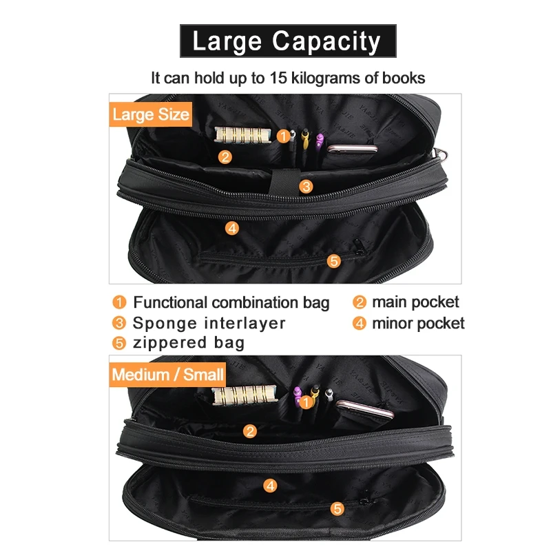 Borsa da lavoro da uomo di grande capacità borsa da lavoro da uomo 17 15.6 borsa per Laptop da 14 pollici borse a tracolla borse di tela borsa da lavoro Messenger - immagine 5