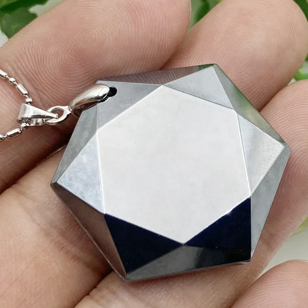

Mineraali Natural Genuine Terahertz Stone Pendants Necklace Hexagon Six-Pointed Star Health Energy Powerful Luck Choker Trinkets