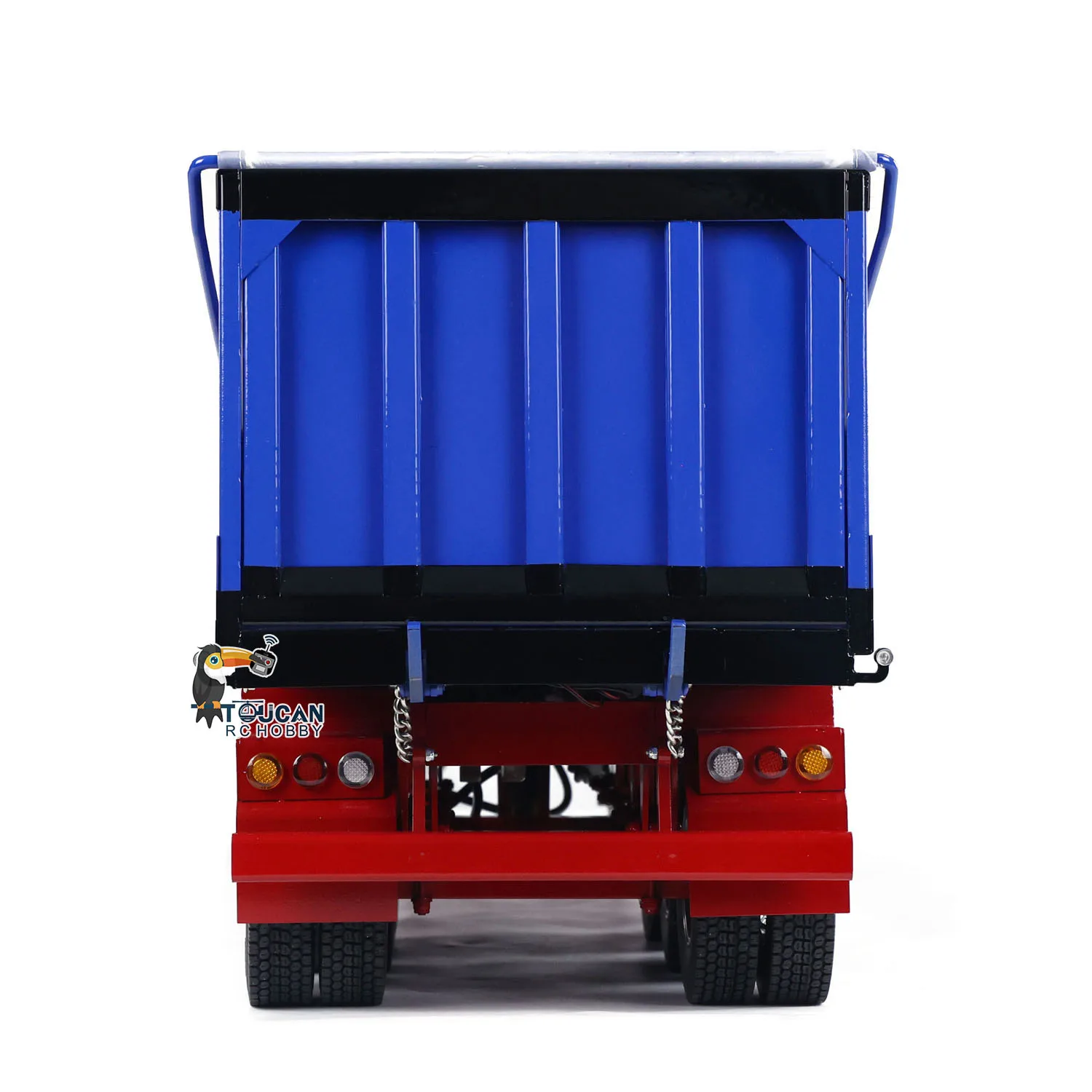 NEW Metal 1/14 3 Axles RC Hydraulic Dump Trailer Electric Awning Legs Semi Trailer Lights for RadioTractor Truck Car Toys Model 4