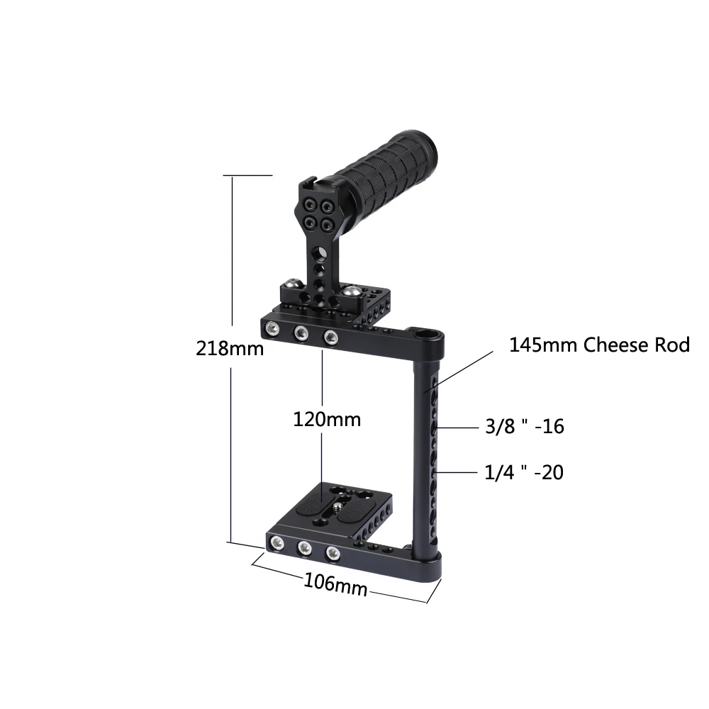 HDRIG Universal Camera Cage Rig with Tripod Mount Baseplate for