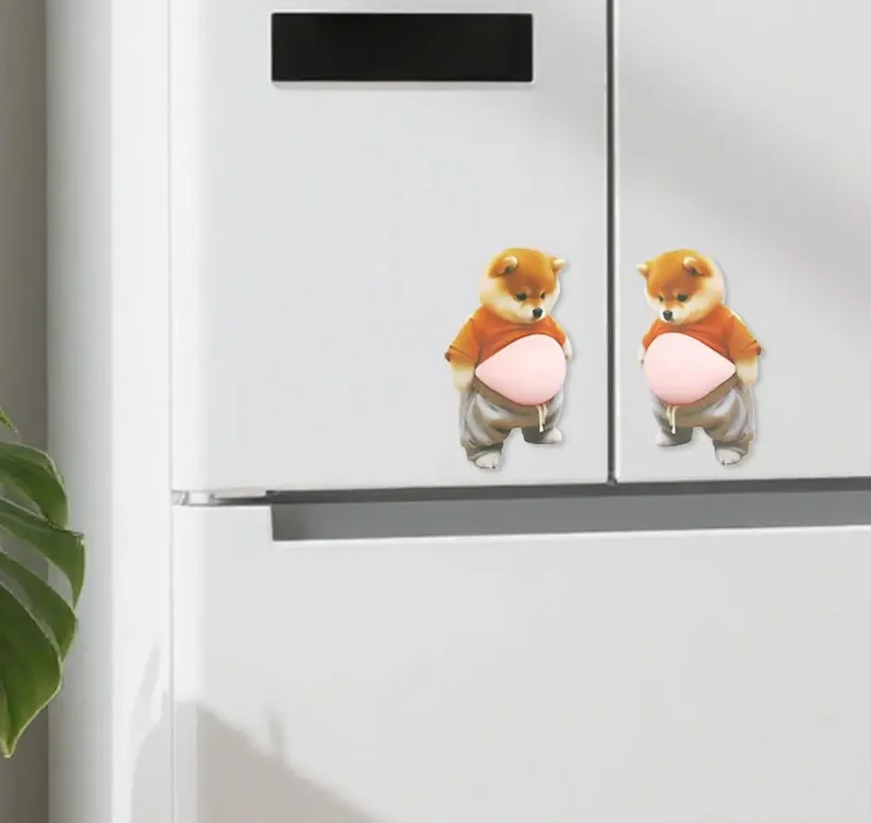 Fat Chai Dog Anti-Kollisions-Aufkleber – Niedliche, bauchige Hunde-Armaturenbrettschutzfolien fürs Auto, grenzüberschreitende Kühlschrankmagnete, Heimdekoration – Detail 14