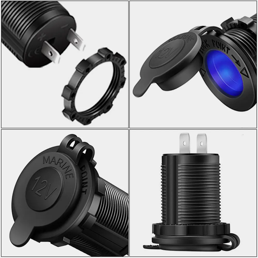 Cigarette Lighter Socket 12V-24V Waterproof Plug Power Outlet Adapter with Wire D5 For Marine Boat Motorcycle Truck RV ATV